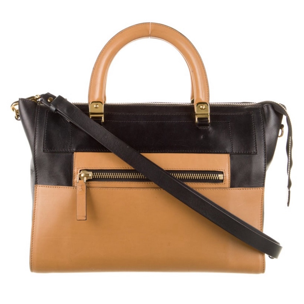 Marni Leather Black and Tan Shoulder Tote Bag